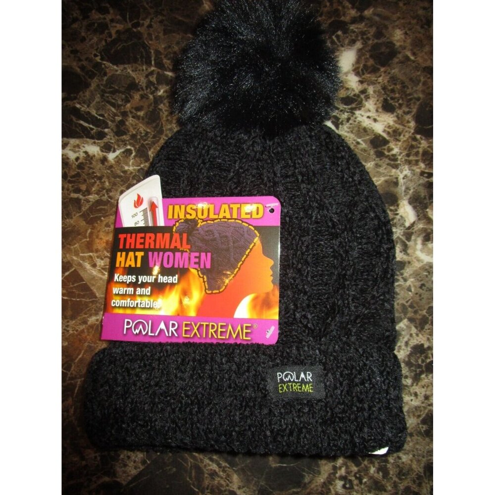 Polar Extreme Women's Thermal Insulated Winter Knit Hat Beanie Black